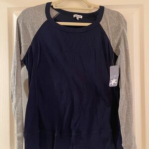 Splendid Navy and Gray Long Sleeve Tee